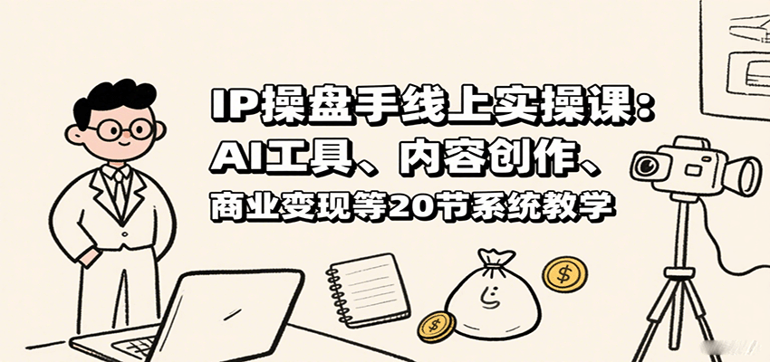 IP操盘手线上实操课：AI工具、内容创作、商业变现等20节系统教学-小鹏项目网