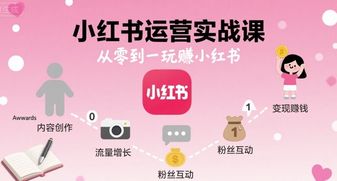小红书运营实战课，从零到一玩賺小红书-小鹏项目网