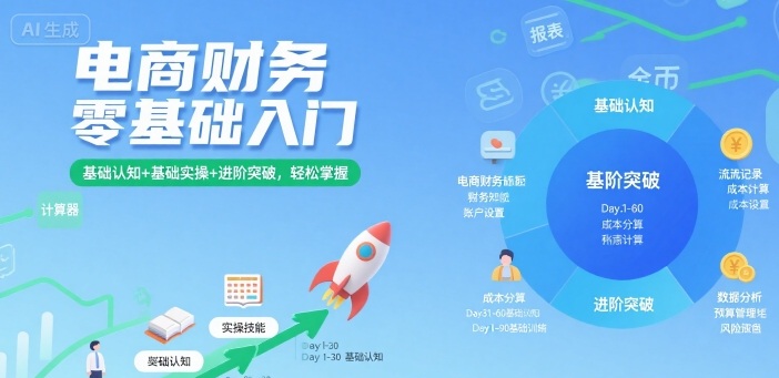 电商财务零基础入门，基础认知+基础实操+进阶突破，轻松掌握-小鹏项目网