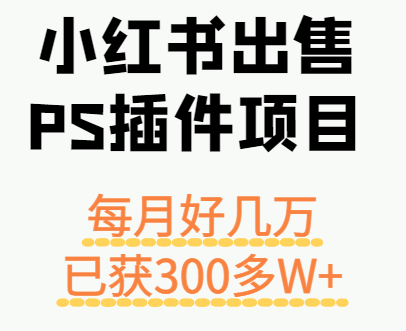 小红书出售PS插件项目，每月都收入好几万，长期操作已获利300多W+-小鹏项目网