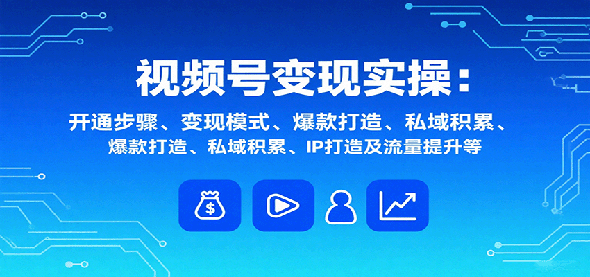 视频号变现实操，含开通步骤、变现模式、爆款打造、私域积累、IP打造及流量提升等-小鹏项目网