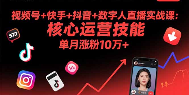 视频号+快手+抖音+数字人直播实战课(9月-小鹏项目网