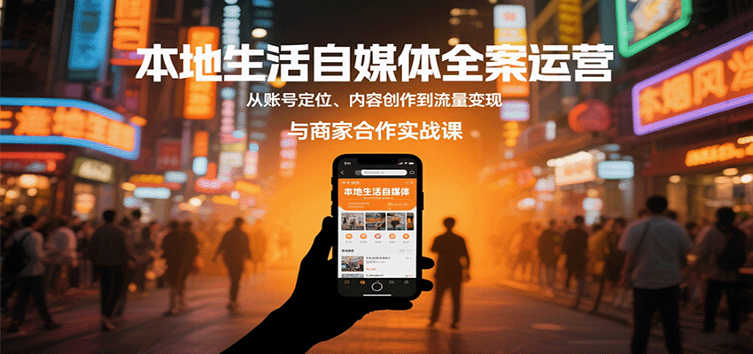 本地生活自媒体全案运营，从账号定位、内容创作到流量变现与商家合作实战课-小鹏项目网