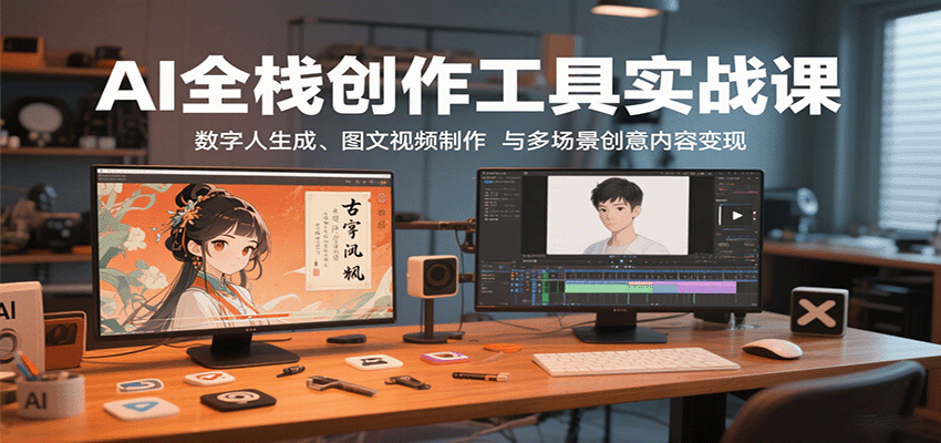 AI全栈创作工具实战课：数字人生成、图文视频制作与多场景创意内容变现-小鹏项目网