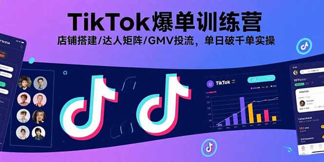 TikTok爆单训练营，店铺搭建/达人矩阵/GMV投流，单日破千单实操-小鹏项目网