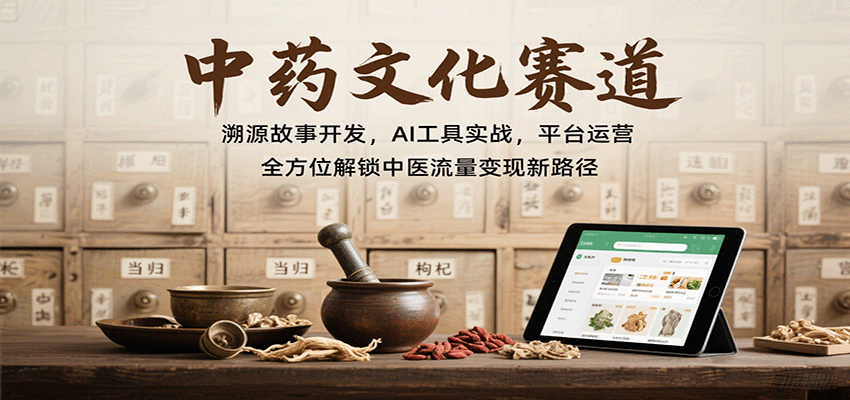 中药文化赛道：溯源故事开发，AI工具实战，平台运营，全方位解锁中医流量变现新路径-小鹏项目网