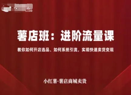 小红薯薯店商城卖货，进阶流量课，教你如何开店选品、如何系统引流，实现快速卖货变现-小鹏项目网