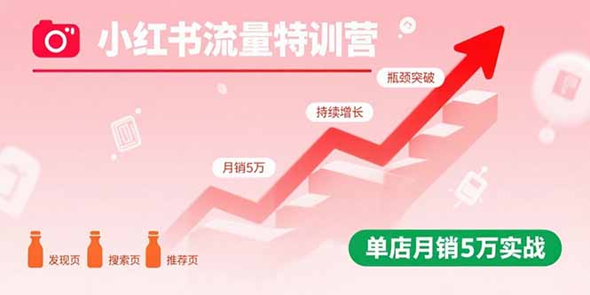 小红书流量特训营：突破流量瓶颈，实现店铺持续增长，单店月销5万实战-小鹏项目网