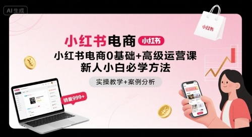 小红书电商0基础+高级运营课，新人小白必学方法，实操教学+案例分析-小鹏项目网