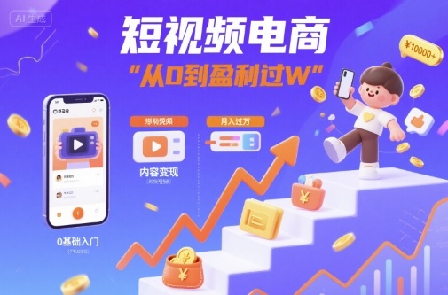 短视频电商：短视频变现从0到盈利过W-小鹏项目网