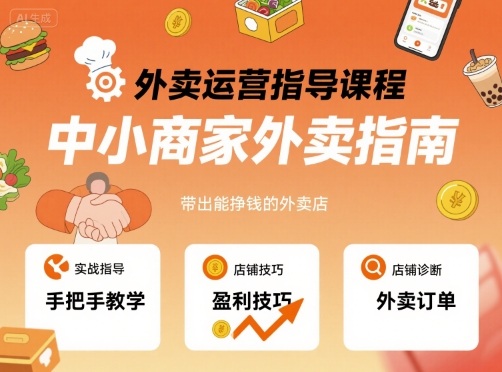 外卖运营指导课程，中小商家外卖指南，手把手带出能挣钱的外卖店-小鹏项目网