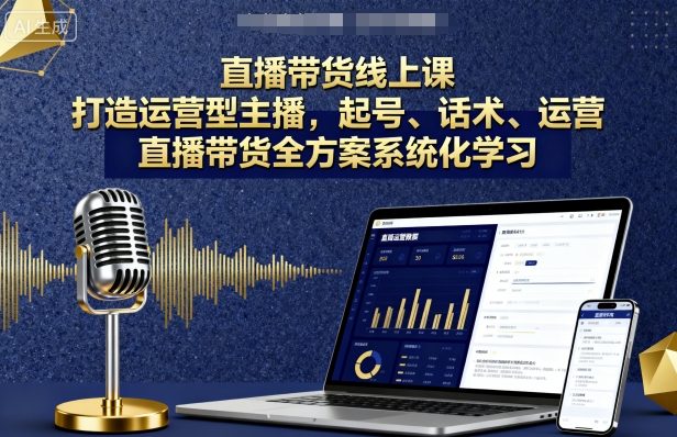 直播带货线上课，打造运营型主播，起号、话术、运营，直播带货全方案系统化学习-小鹏项目网