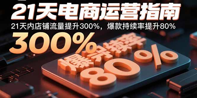 21天电商运营指南：21天内店铺流量提升300%，爆款持续率提升80%-小鹏项目网