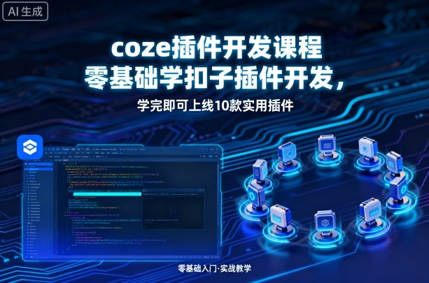 coze插件开发课程，零基础学扣子插件开发，学完即可上线10款实用插件-小鹏项目网