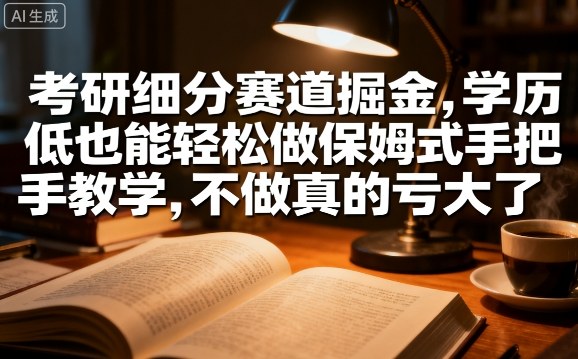 考研细分赛道掘金，日入1k+，学历低也能轻松做保姆式手把手教学，不做真的亏大了【揭秘】-小鹏项目网