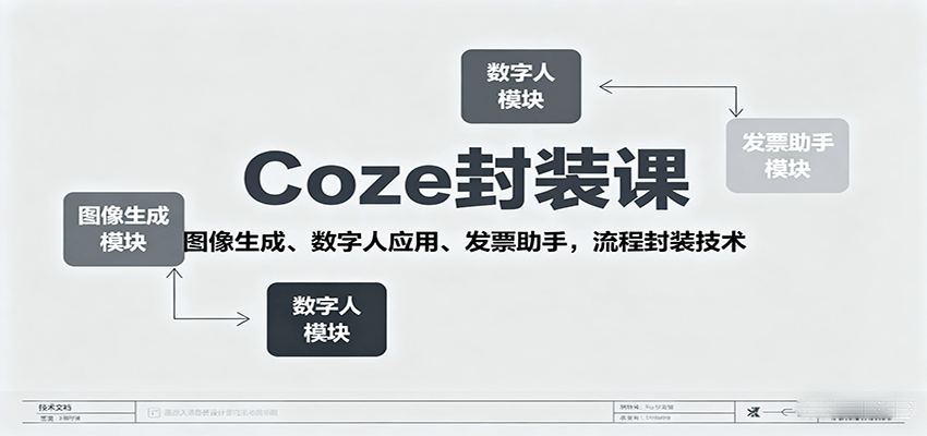 Coze封装课，图像生成、数字人应用、发票助手，流程封装技术-小鹏项目网