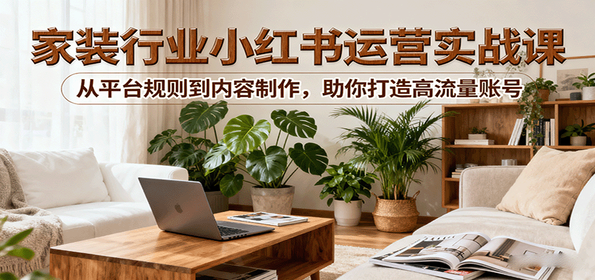 小红书家装行业运营实战课：从平台规则到内容制作，助你打造高流量账号-小鹏项目网
