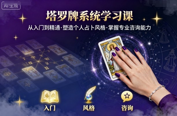 塔罗牌系统学习课，助你从入门到精通，塑造个人占卜风格，掌握专业咨询能力-小鹏项目网