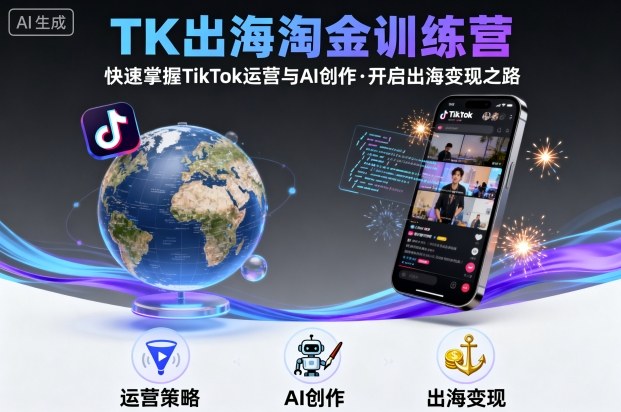 TK出海淘金训练营，助你快速掌握TikTok运营与AI创作，开启出海变现之路-小鹏项目网