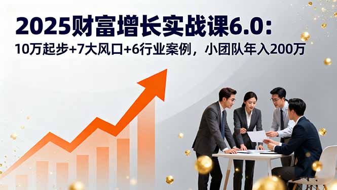 2025财富增长实战课6.0：10万起步+7大风口+6行业案例，小团队年入200万-小鹏项目网