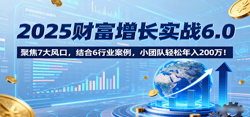 2025财富增长实战6.0，聚焦7大风口，结合6行业案例，小团队轻松年入200万！-小鹏项目网