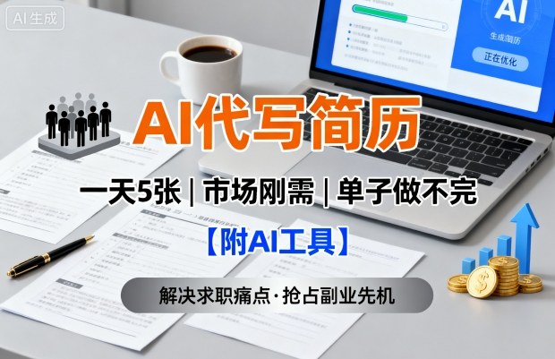 AI代写简历，一天5张，今年找工作难，市场刚需，单子做不完【附AI工具】-小鹏项目网