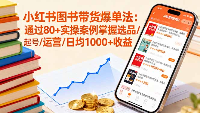 小红书图书带货爆单法：通过80+实操案例掌握选品/起号/运营/日均1000+收益-小鹏项目网