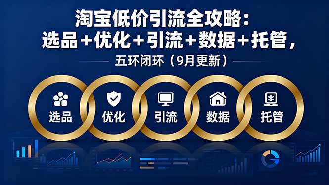 淘宝低价引流全攻略：选品＋优化＋引流＋数据＋托管，五环闭环(9月更新-小鹏项目网