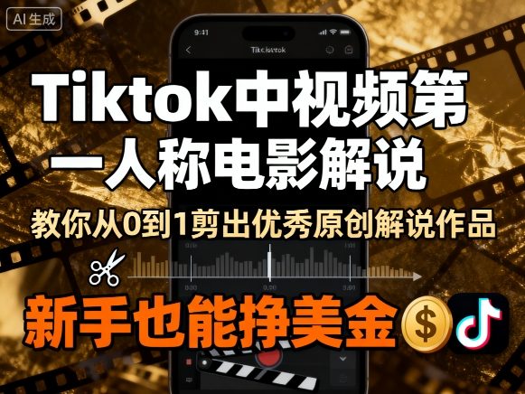 Tiktok中视频第一人称电影解说，教你从0到1剪出一个优秀的原创解说作品，新手也能挣美金-小鹏项目网