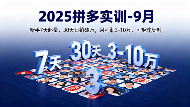 2025拼多多实训-9月：新手7天起量,30天日销破万,月利润3-10万,可矩阵复制-小鹏项目网
