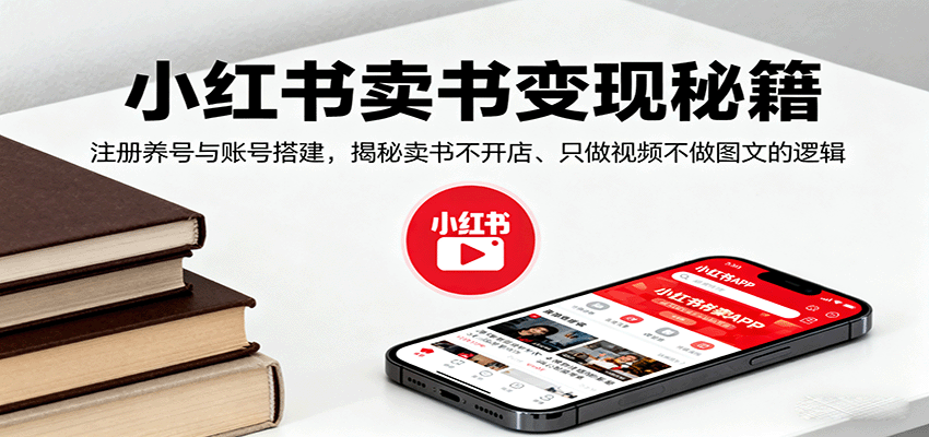 小红书卖书变现秘籍，注册养号与账号搭建，揭秘卖书不开店、只做视频不做图文的逻辑-小鹏项目网