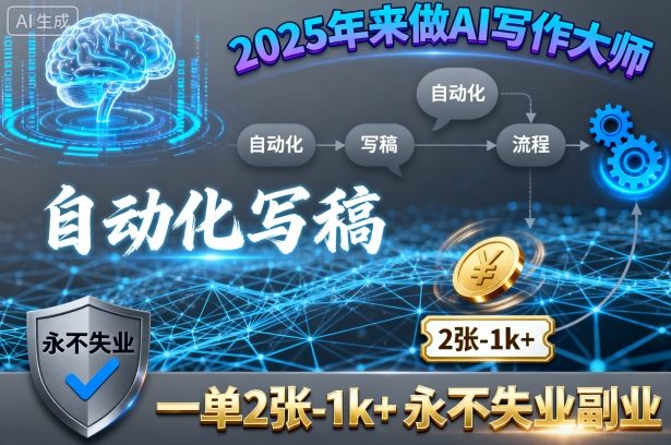 2025年来做AI写作大师，自动化写稿，一单2张-1k+，永不失业副业-小鹏项目网