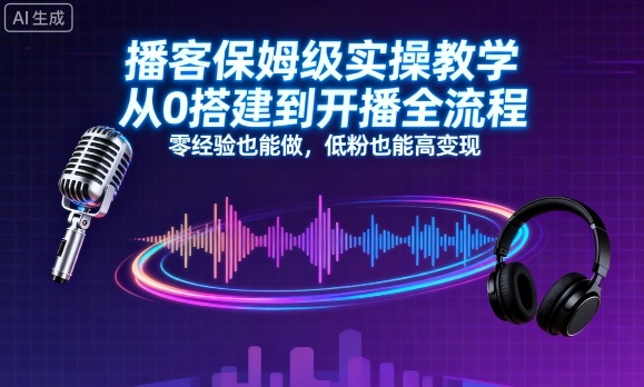 播客保姆级实操教学，从0搭建到开播全流程，零经验也能做，低粉也能高变现-小鹏项目网