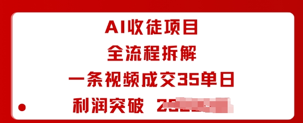 AI收徒项目全流程拆解一条视频成交35单日利润突破1k+-小鹏项目网