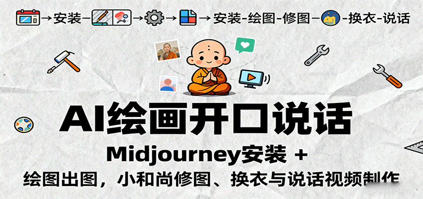 AI绘画开口说话，Midjourney安装 + 绘图出图，小和尚修图、换衣与说话视频制作-小鹏项目网