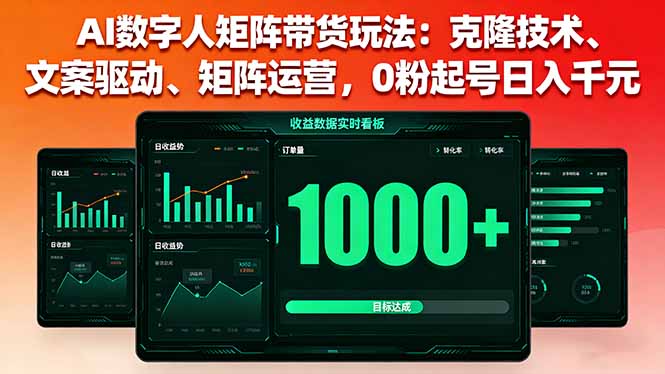 AI数字人矩阵带货玩法：克隆技术、文案驱动、矩阵运营，0粉起号日入千元-小鹏项目网