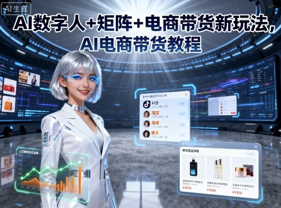 AI数字人+矩阵+电商带货新玩法，AI电商带货教程-小鹏项目网