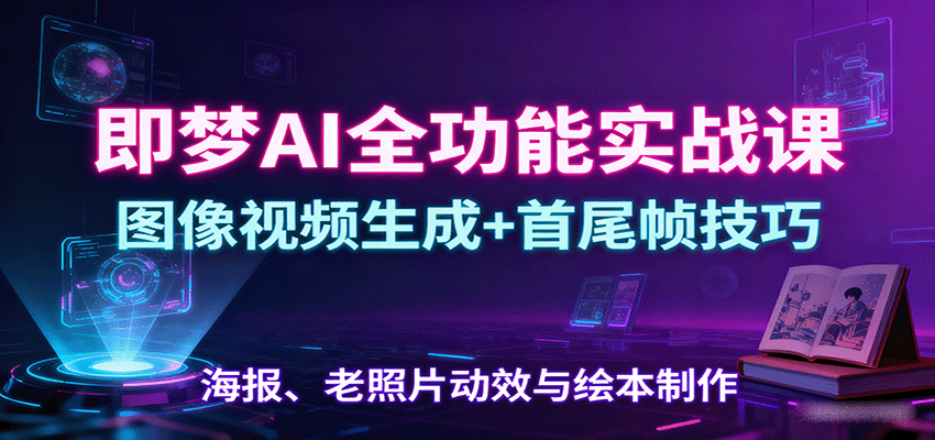 即梦AI全功能实战课：图像视频生成+首尾帧技巧，海报、老照片动效与绘本制作-小鹏项目网