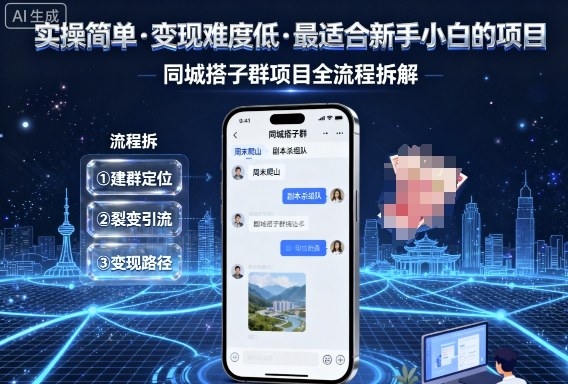 实操简单，变现难度低，最适合新手小白做的项目，每天轻松收入3张，同城搭子群项目全流程拆解-小鹏项目网