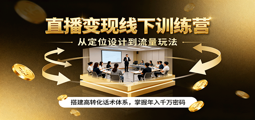 直播变现线下训练营，从定位设计到流量玩法，搭建高转化话术体系，掌握年入千万密码-小鹏项目网