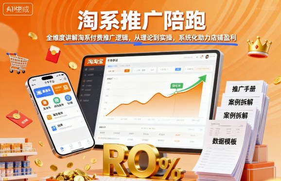 淘系推广陪跑，全维度讲解淘系付费推广逻辑，从理论到实操，系统化助力店铺盈利-小鹏项目网