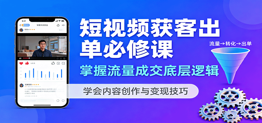 短视频获客出单必修课：掌握流量成交底层逻辑，学会内容创作与变现技巧-小鹏项目网