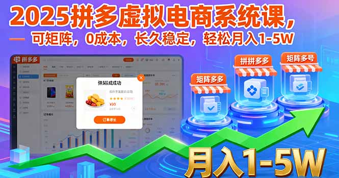 2025拼多多虚拟电商系统课，可矩阵，0成本，长久稳定，轻松月入1-5W-小鹏项目网