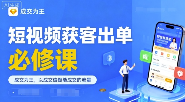 短视频获客出单必修课，成交为王，以成交为导向，直接做能成交的流量-小鹏项目网