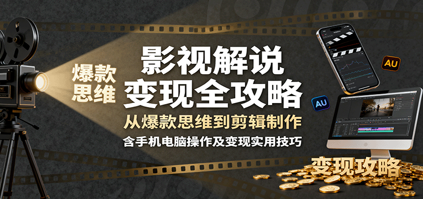 影视解说变现全攻略：从爆款思维到剪辑制作，含手机电脑操作及变现实用技巧-小鹏项目网