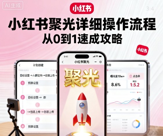 小红书聚光详细操作流程，小红书聚光从0到1速成攻略-小鹏项目网