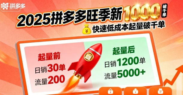 2025拼多多旺季新老店铺——快速低成本起量破千单-小鹏项目网