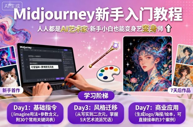 midjourney新手入门教程：人人都是AI艺术家，新手小白也能变身艺术大师-小鹏项目网