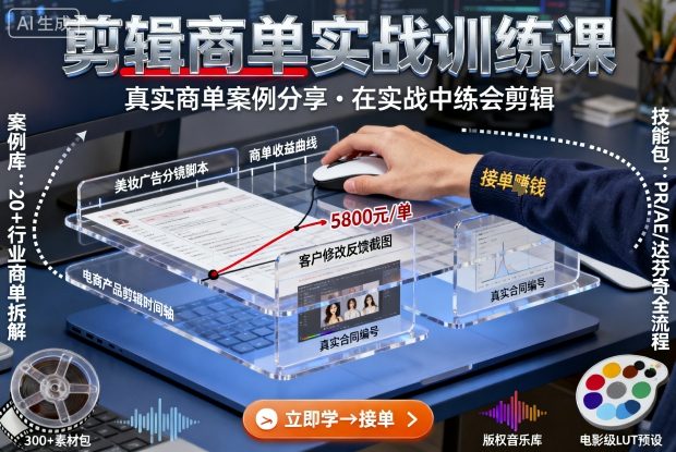 剪辑商单实战训练课，真实商单案例分享，在实战中练会剪辑-小鹏项目网