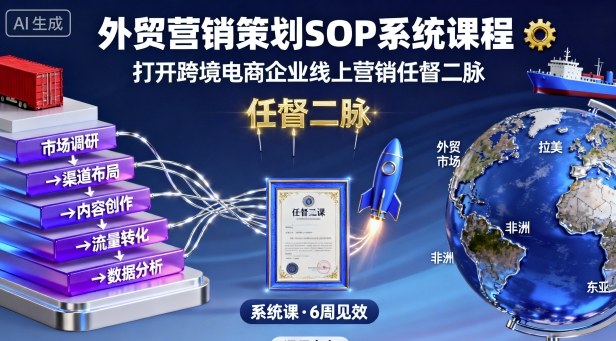 外贸营销策划SOP系统课程，打开跨境电商企业线上营销任督二脉-小鹏项目网